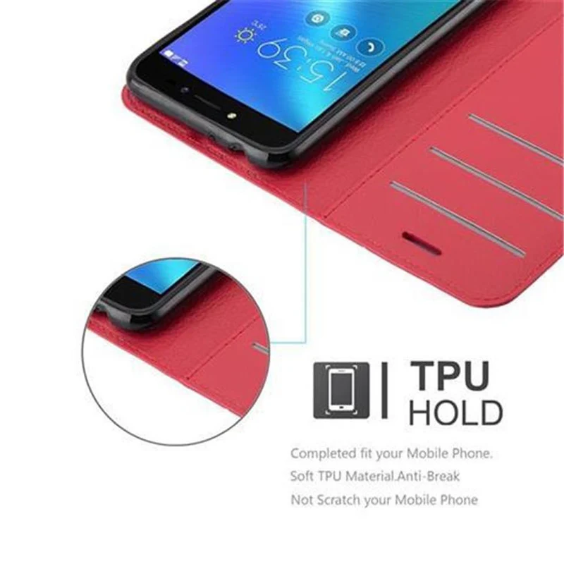 Cadorabo Hülle kompatibel mit Asus ZenFone LIVE / 3 GO Schutzhülle mit Magnetverschluss, Standfunktion und Kartenfach