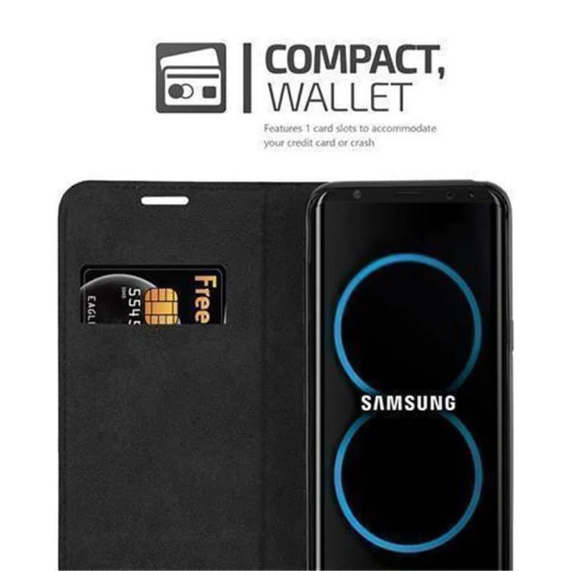 Cadorabo Hülle kompatibel mit Samsung Galaxy S8 PLUS Schutzhülle mit Magnetverschluss, Standfunktion und Kartenfach
