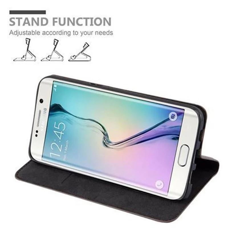 Cadorabo Hülle kompatibel mit Samsung Galaxy S6 EDGE PLUS Schutzhülle mit Magnetverschluss, Standfunktion und Kartenfach