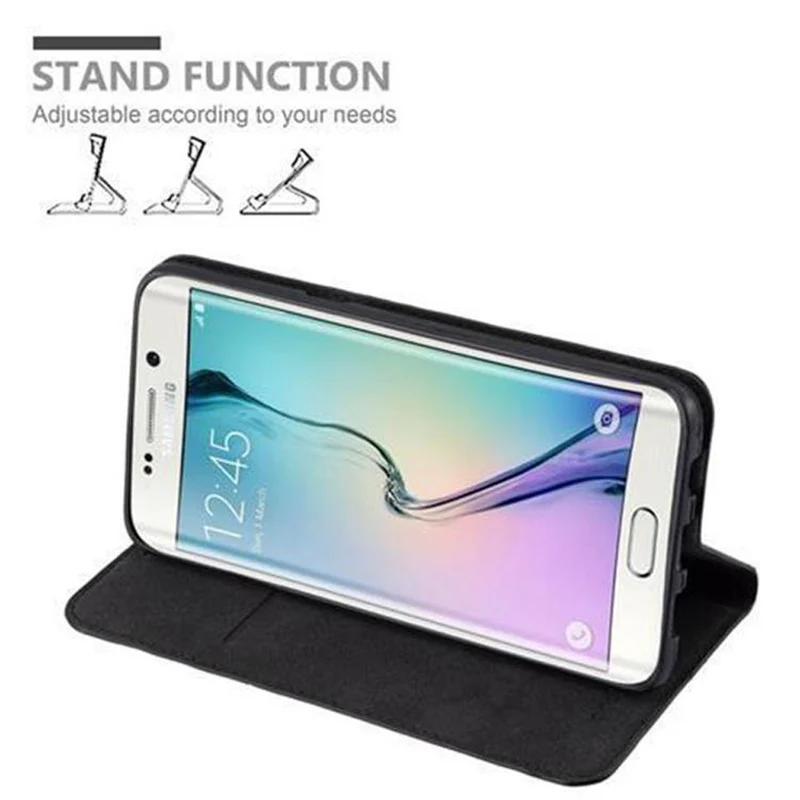 Cadorabo Hülle kompatibel mit Samsung Galaxy S6 EDGE PLUS Schutzhülle mit Magnetverschluss, Standfunktion und Kartenfach