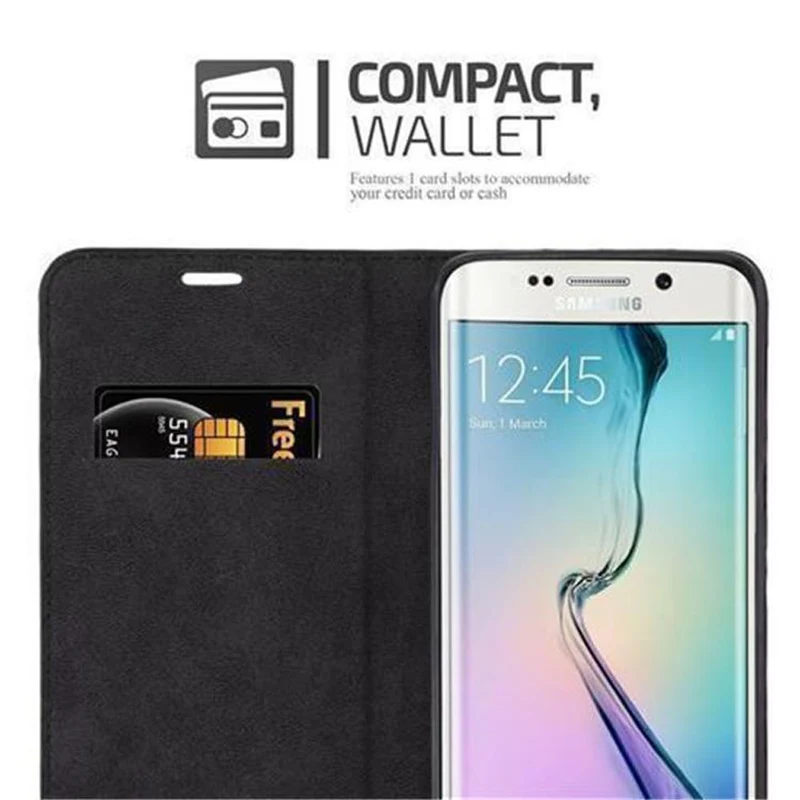 Cadorabo Hülle kompatibel mit Samsung Galaxy S6 EDGE PLUS Schutzhülle mit Magnetverschluss, Standfunktion und Kartenfach