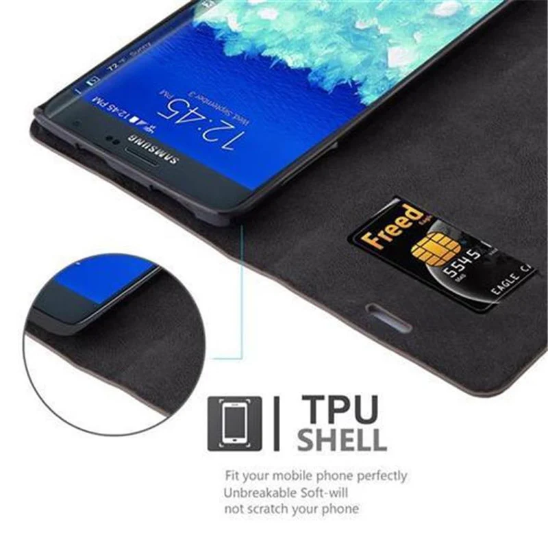 Cadorabo Hülle kompatibel mit Samsung Galaxy NOTE EDGE Schutzhülle mit Magnetverschluss, Standfunktion und Kartenfach