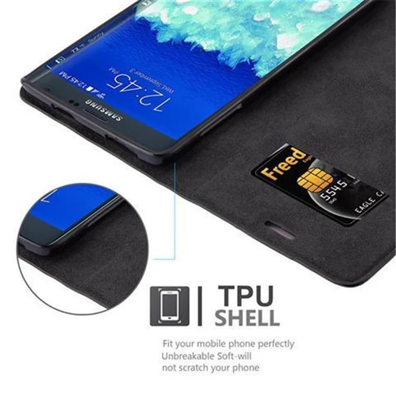 Cadorabo Hülle kompatibel mit Samsung Galaxy NOTE EDGE Schutzhülle mit Magnetverschluss, Standfunktion und Kartenfach