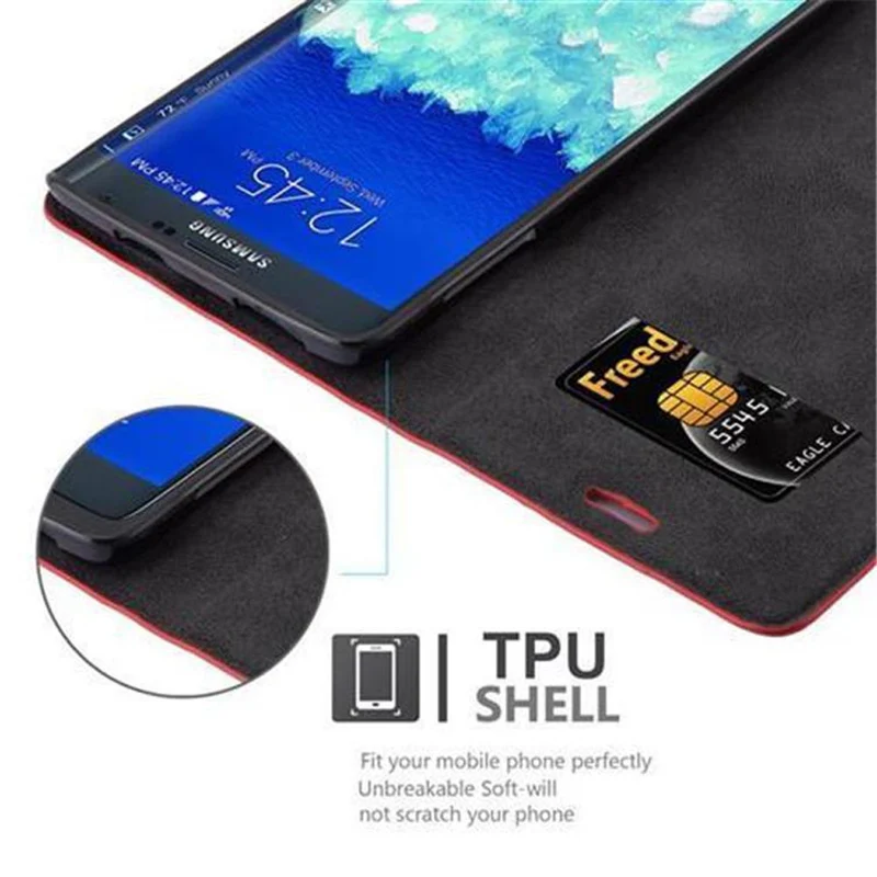 Cadorabo Hülle kompatibel mit Samsung Galaxy NOTE EDGE Schutzhülle mit Magnetverschluss, Standfunktion und Kartenfach