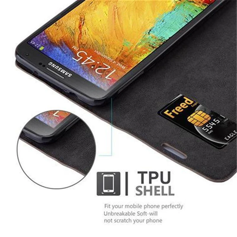 Cadorabo Hülle kompatibel mit Samsung Galaxy NOTE 3 NEO Schutzhülle mit Magnetverschluss, Standfunktion und Kartenfach