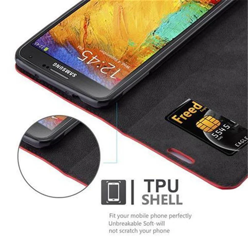 Cadorabo Hülle kompatibel mit Samsung Galaxy NOTE 3 NEO Schutzhülle mit Magnetverschluss, Standfunktion und Kartenfach