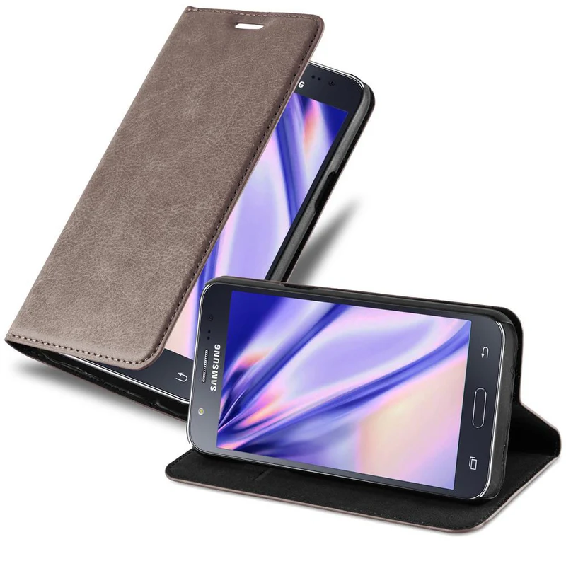 Cadorabo Hülle kompatibel mit Samsung Galaxy J7 2015 Schutzhülle mit Magnetverschluss, Standfunktion und Kartenfach