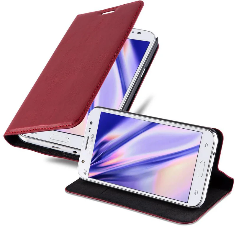 Cadorabo Hülle kompatibel mit Samsung Galaxy J7 2015 Schutzhülle mit Magnetverschluss, Standfunktion und Kartenfach