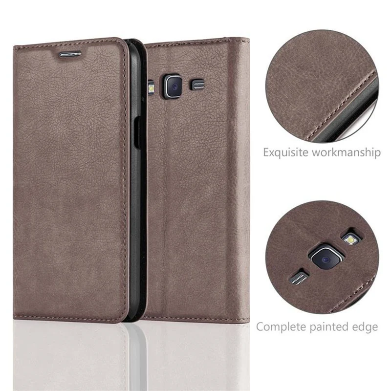 Cadorabo Hülle kompatibel mit Samsung Galaxy J7 2015 Schutzhülle mit Magnetverschluss, Standfunktion und Kartenfach