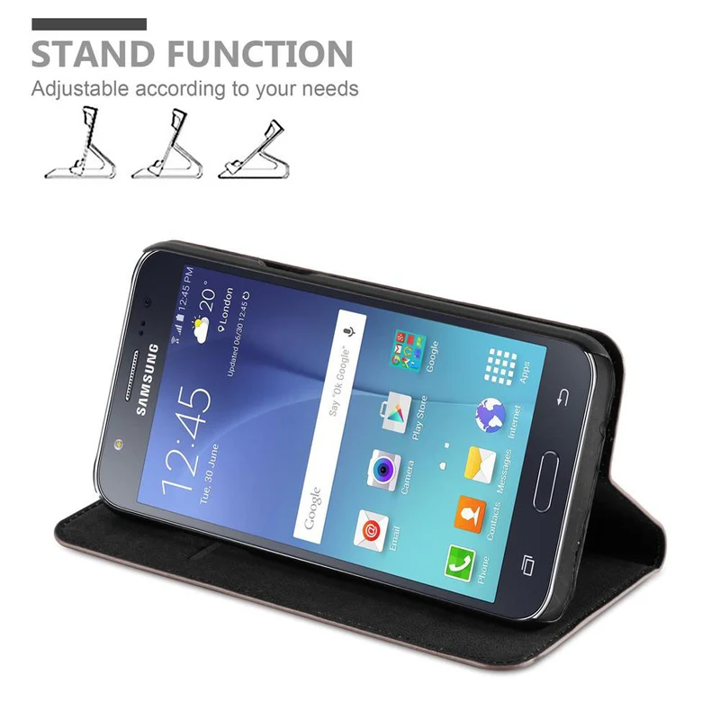Cadorabo Hülle kompatibel mit Samsung Galaxy J7 2015 Schutzhülle mit Magnetverschluss, Standfunktion und Kartenfach