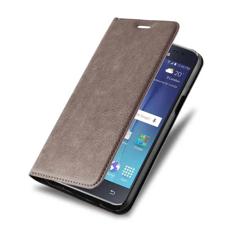 Cadorabo Hülle kompatibel mit Samsung Galaxy J7 2015 Schutzhülle mit Magnetverschluss, Standfunktion und Kartenfach