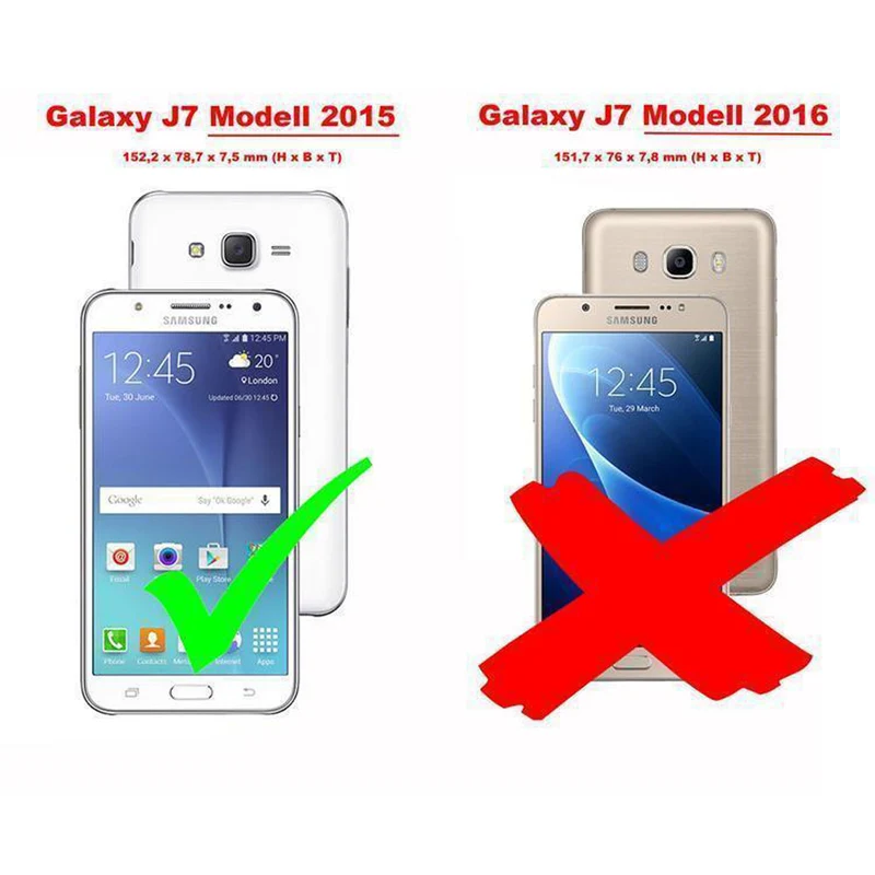 Cadorabo Hülle kompatibel mit Samsung Galaxy J7 2015 Schutzhülle mit Magnetverschluss, Standfunktion und Kartenfach