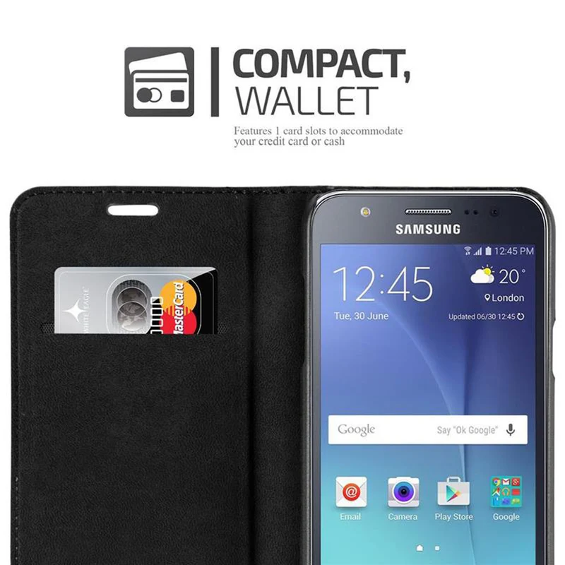 Cadorabo Hülle kompatibel mit Samsung Galaxy J7 2015 Schutzhülle mit Magnetverschluss, Standfunktion und Kartenfach