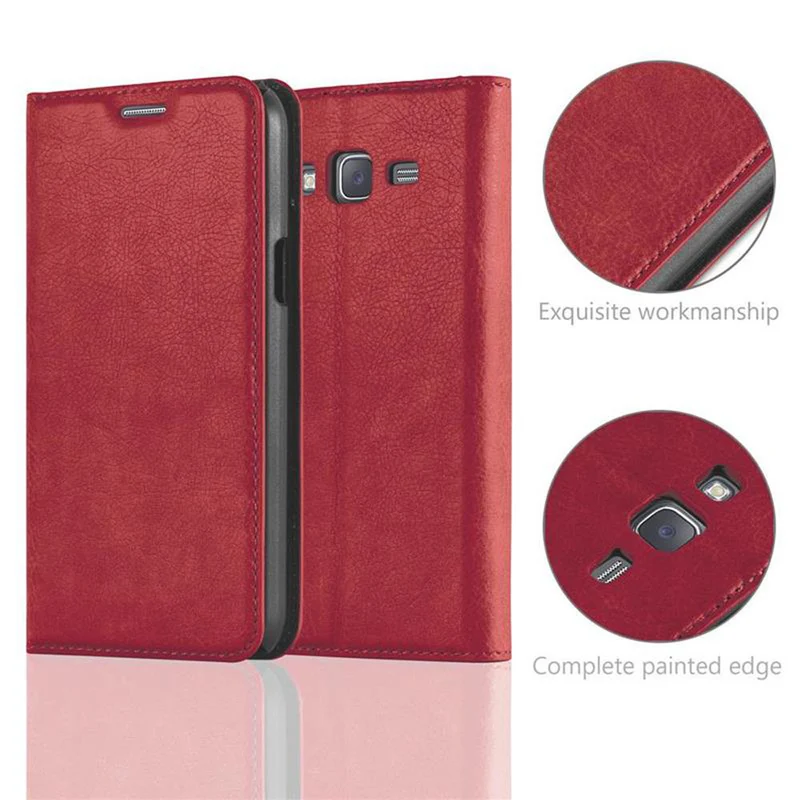Cadorabo Hülle kompatibel mit Samsung Galaxy J7 2015 Schutzhülle mit Magnetverschluss, Standfunktion und Kartenfach