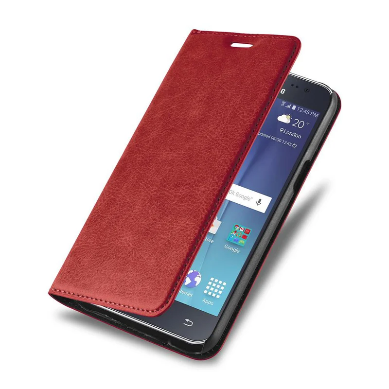 Cadorabo Hülle kompatibel mit Samsung Galaxy J7 2015 Schutzhülle mit Magnetverschluss, Standfunktion und Kartenfach