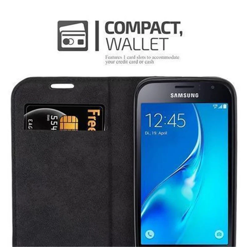 Cadorabo Hülle kompatibel mit Samsung Galaxy J1 MINI Schutzhülle mit Magnetverschluss, Standfunktion und Kartenfach