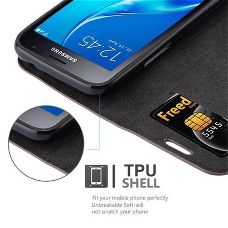 Cadorabo Hülle kompatibel mit Samsung Galaxy J1 MINI Schutzhülle mit Magnetverschluss, Standfunktion und Kartenfach