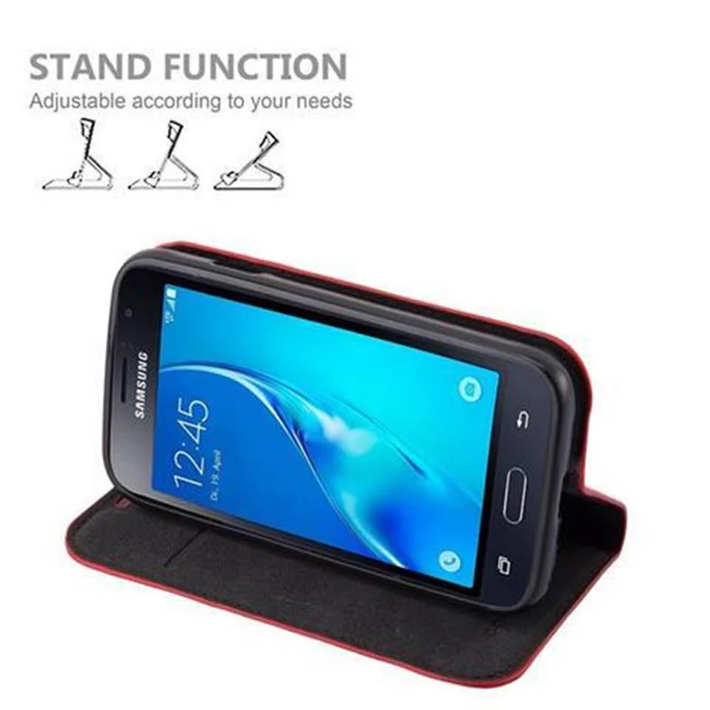 Cadorabo Hülle kompatibel mit Samsung Galaxy J1 MINI Schutzhülle mit Magnetverschluss, Standfunktion und Kartenfach