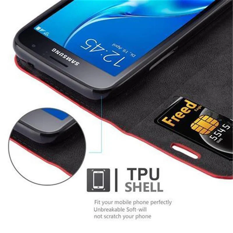 Cadorabo Hülle kompatibel mit Samsung Galaxy J1 MINI Schutzhülle mit Magnetverschluss, Standfunktion und Kartenfach