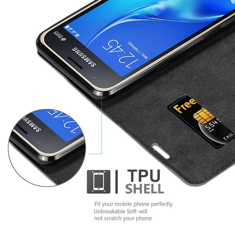 Cadorabo Hülle kompatibel mit Samsung Galaxy J1 MINI Schutzhülle mit Magnetverschluss, Standfunktion und Kartenfach