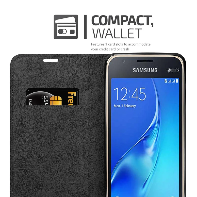 Cadorabo Hülle kompatibel mit Samsung Galaxy J1 MINI Schutzhülle mit Magnetverschluss, Standfunktion und Kartenfach