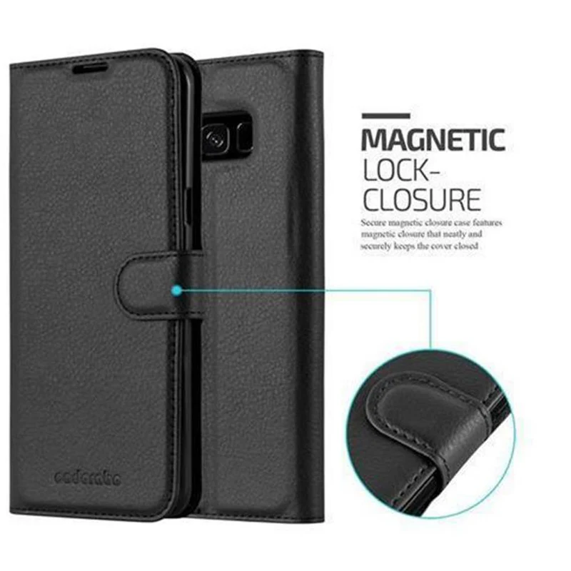 Cadorabo Hülle kompatibel mit Samsung Galaxy S8 Schutzhülle mit Magnetverschluss, Standfunktion und Kartenfach