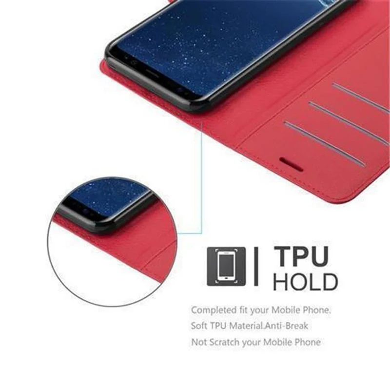 Cadorabo Hülle kompatibel mit Samsung Galaxy S8 Schutzhülle mit Magnetverschluss, Standfunktion und Kartenfach