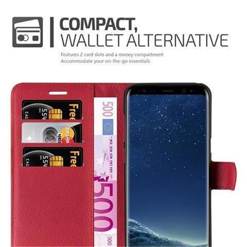 Cadorabo Hülle kompatibel mit Samsung Galaxy S8 Schutzhülle mit Magnetverschluss, Standfunktion und Kartenfach