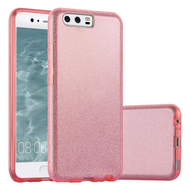 Cadorabo Hülle kompatibel mit Huawei P10 TPU Silikon und Hard Case Schutzhülle im Glitzer Design