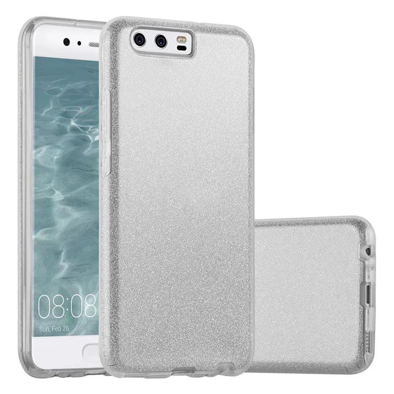 Cadorabo Hülle kompatibel mit Huawei P10 TPU Silikon und Hard Case Schutzhülle im Glitzer Design