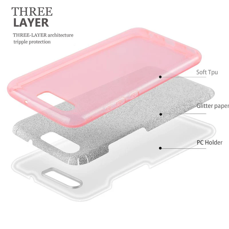 Cadorabo Hülle kompatibel mit Huawei P10 TPU Silikon und Hard Case Schutzhülle im Glitzer Design