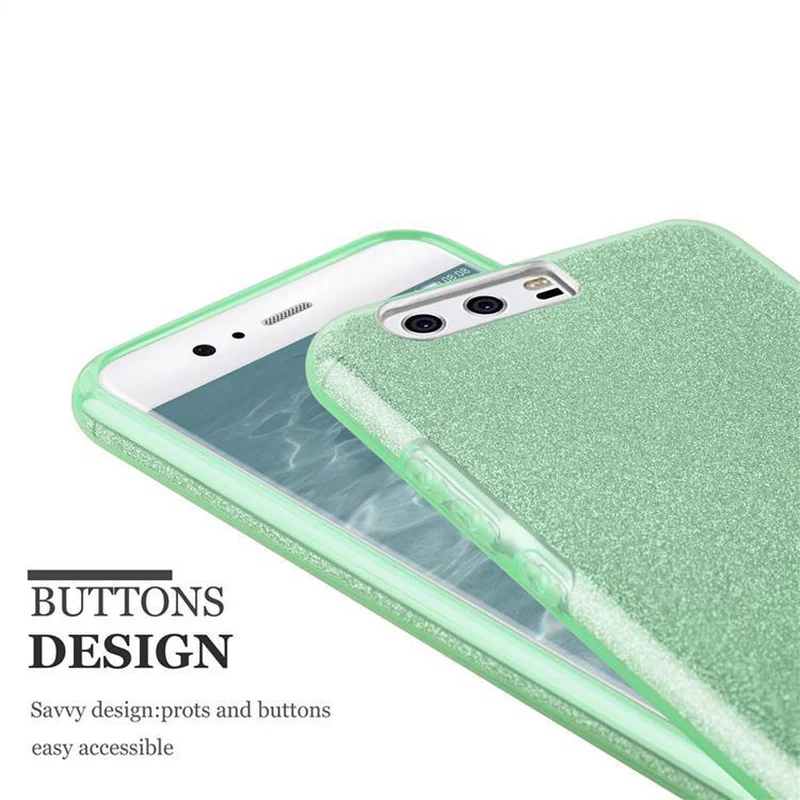 Cadorabo Hülle kompatibel mit Huawei P10 TPU Silikon und Hard Case Schutzhülle im Glitzer Design