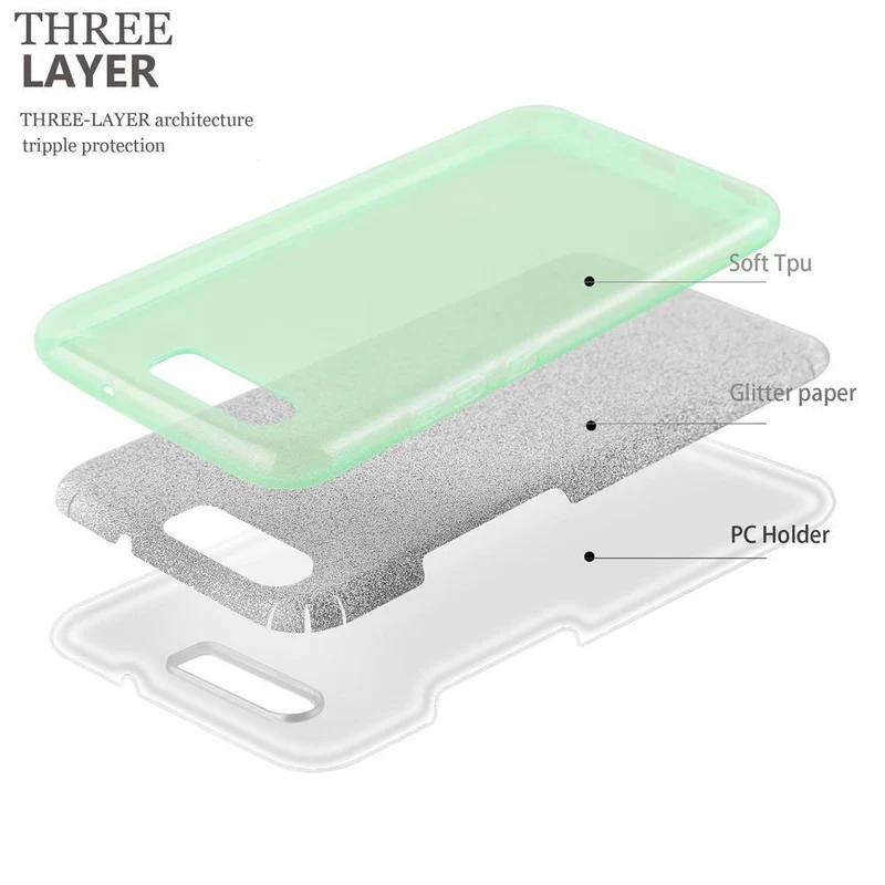 Cadorabo Hülle kompatibel mit Huawei P10 TPU Silikon und Hard Case Schutzhülle im Glitzer Design