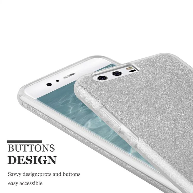 Cadorabo Hülle kompatibel mit Huawei P10 TPU Silikon und Hard Case Schutzhülle im Glitzer Design