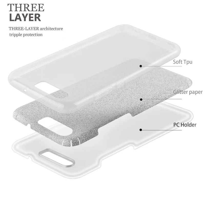 Cadorabo Hülle kompatibel mit Huawei P10 TPU Silikon und Hard Case Schutzhülle im Glitzer Design