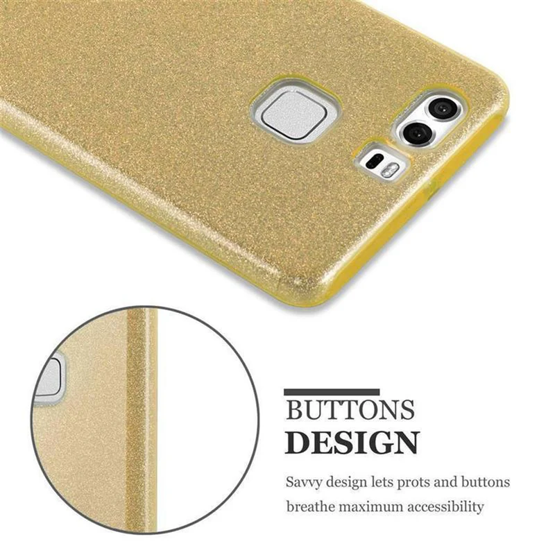 Cadorabo Hülle kompatibel mit Huawei P9 PLUS TPU Silikon und Hard Case Schutzhülle im Glitzer Design