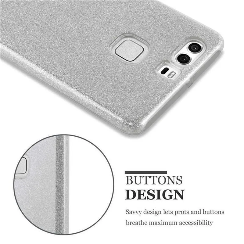 Cadorabo Hülle kompatibel mit Huawei P9 PLUS TPU Silikon und Hard Case Schutzhülle im Glitzer Design
