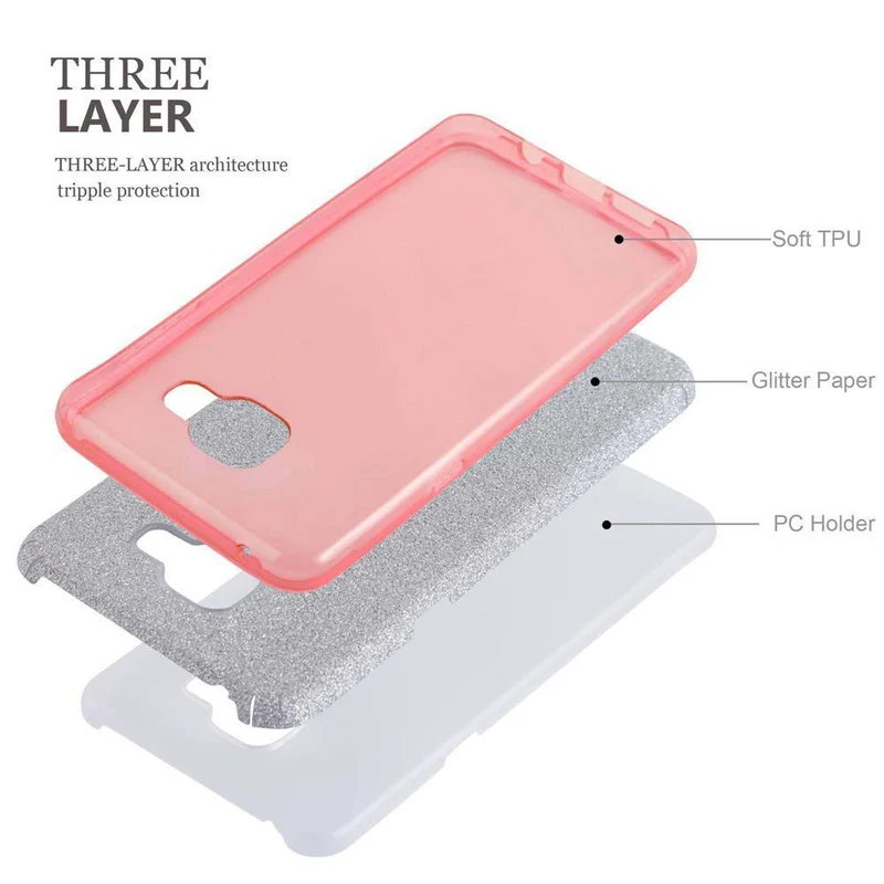 Cadorabo Hülle kompatibel mit Samsung Galaxy A5 2017 TPU Silikon und Hard Case Schutzhülle im Glitzer Design