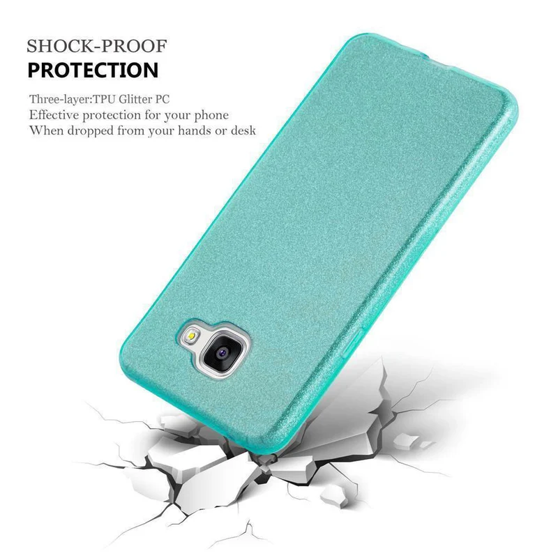 Cadorabo Hülle kompatibel mit Samsung Galaxy A5 2017 TPU Silikon und Hard Case Schutzhülle im Glitzer Design