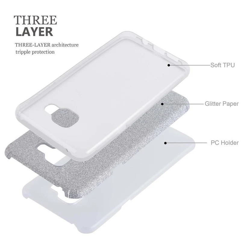 Cadorabo Hülle kompatibel mit Samsung Galaxy A5 2017 TPU Silikon und Hard Case Schutzhülle im Glitzer Design
