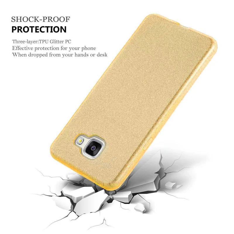 Cadorabo Hülle kompatibel mit Samsung Galaxy A3 2017 TPU Silikon und Hard Case Schutzhülle im Glitzer Design