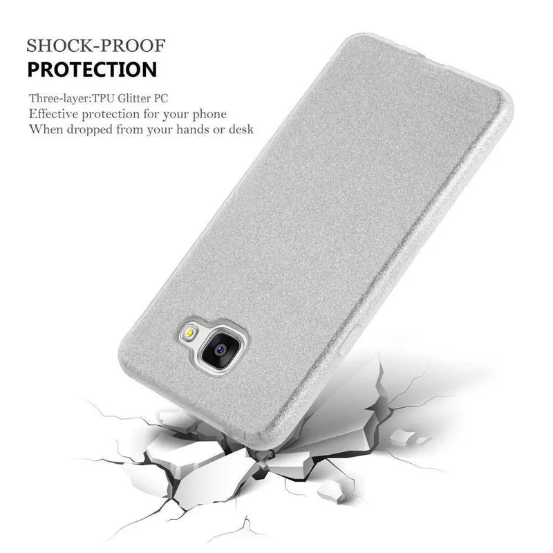 Cadorabo Hülle kompatibel mit Samsung Galaxy A3 2017 TPU Silikon und Hard Case Schutzhülle im Glitzer Design