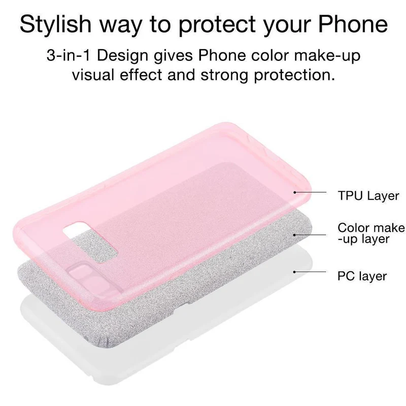 Cadorabo Hülle kompatibel mit Samsung Galaxy S8 PLUS TPU Silikon und Hard Case Schutzhülle im Glitzer Design