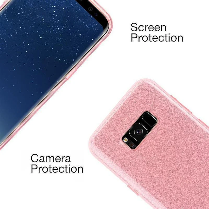 Cadorabo Hülle kompatibel mit Samsung Galaxy S8 PLUS TPU Silikon und Hard Case Schutzhülle im Glitzer Design