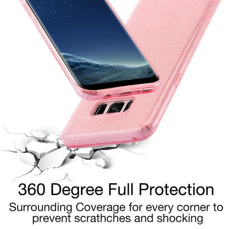 Cadorabo Hülle kompatibel mit Samsung Galaxy S8 PLUS TPU Silikon und Hard Case Schutzhülle im Glitzer Design