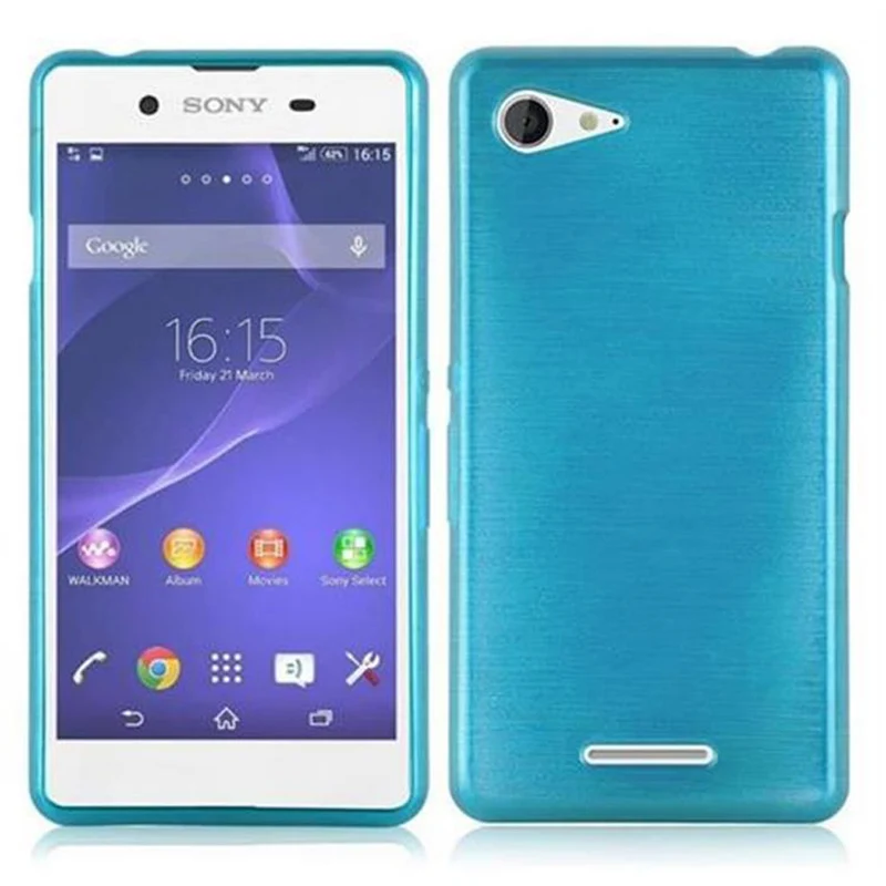 Cadorabo Hülle kompatibel mit Sony Xperia E3 Schutzhülle aus flexiblem TPU Silikon im Brushed Design