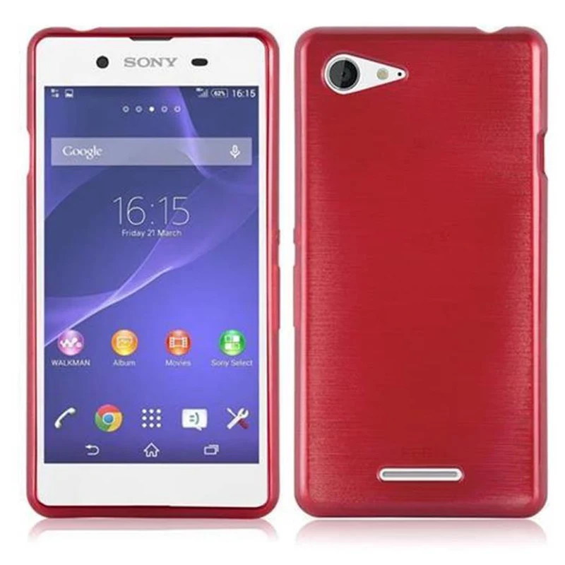 Cadorabo Hülle kompatibel mit Sony Xperia E3 Schutzhülle aus flexiblem TPU Silikon im Brushed Design