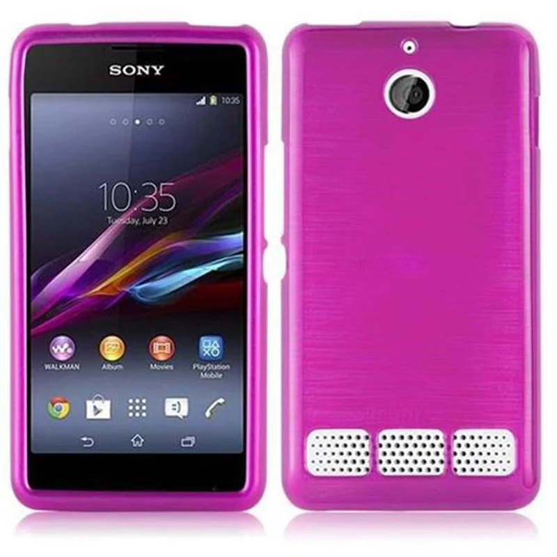 Cadorabo Hülle kompatibel mit Sony Xperia E1 Schutzhülle aus flexiblem TPU Silikon im Brushed Design