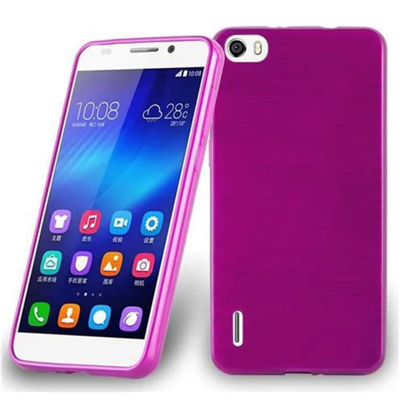 Cadorabo Hülle kompatibel mit Honor 6 Schutzhülle aus flexiblem TPU Silikon im Brushed Design
