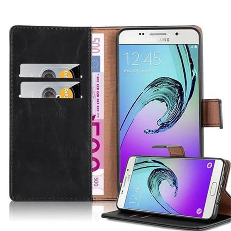 Cadorabo Hülle kompatibel mit Samsung Galaxy A5 2016 Schutzhülle mit Magnetverschluss, Standfunktion und Kartenfach